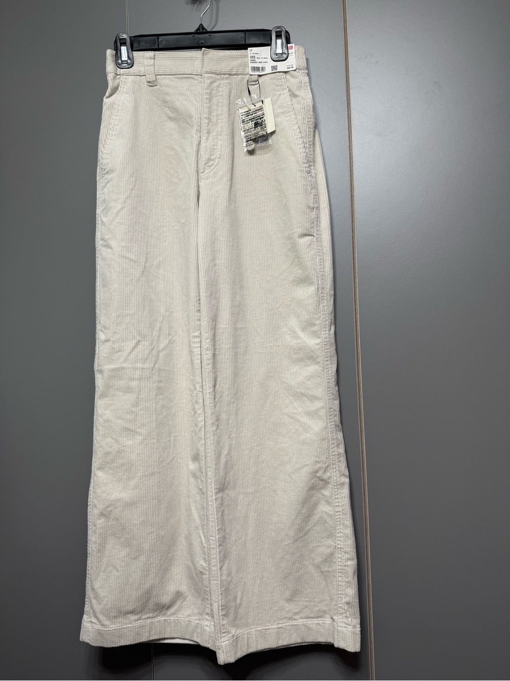 Uniqlo Cream Wide-Leg Corduroy Pants